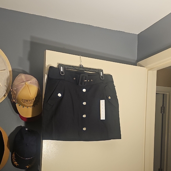 Future Collective Jenne Naylor Black Button-Up Skirt with Belt - Picture 1 of 3